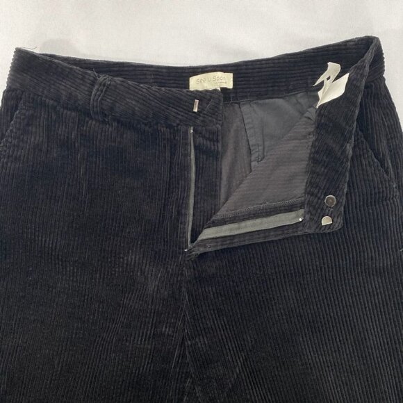 SEE U SOON ANTHROPOLOGIE BLACK CORDUROY WIDE LEG ANKLE TROUSERS PANT - 6 - Picture 5 of 10
